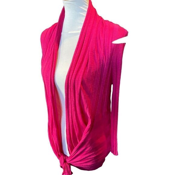 International Concepts Women's Pink Waterfall Tie Front Cardigan Medium - Picture 6 of 15